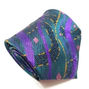 Plurabell Necktie Green & Purple Abstract Pattern Men's Neck Tie Jacquard